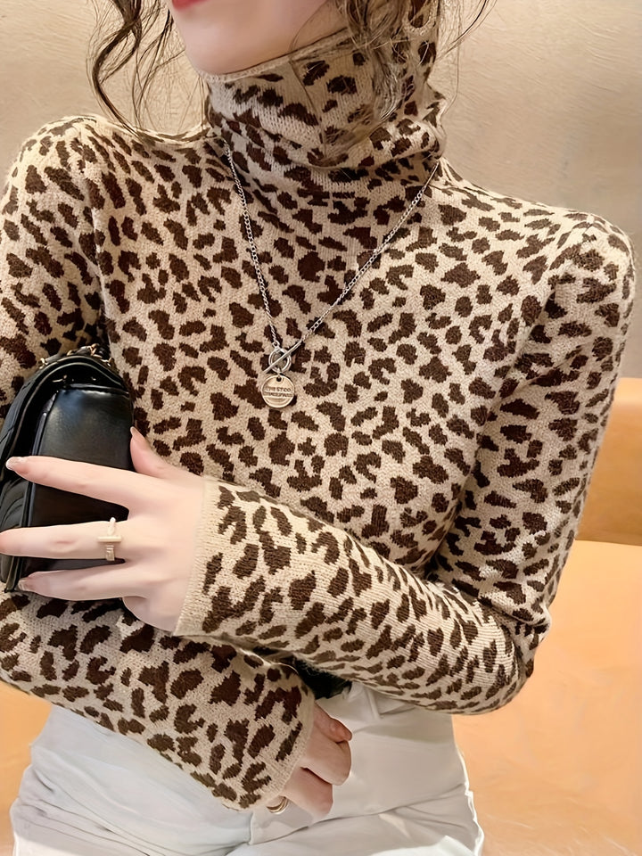 Sophie - Chic Leopard Print Turtleneck Sweater