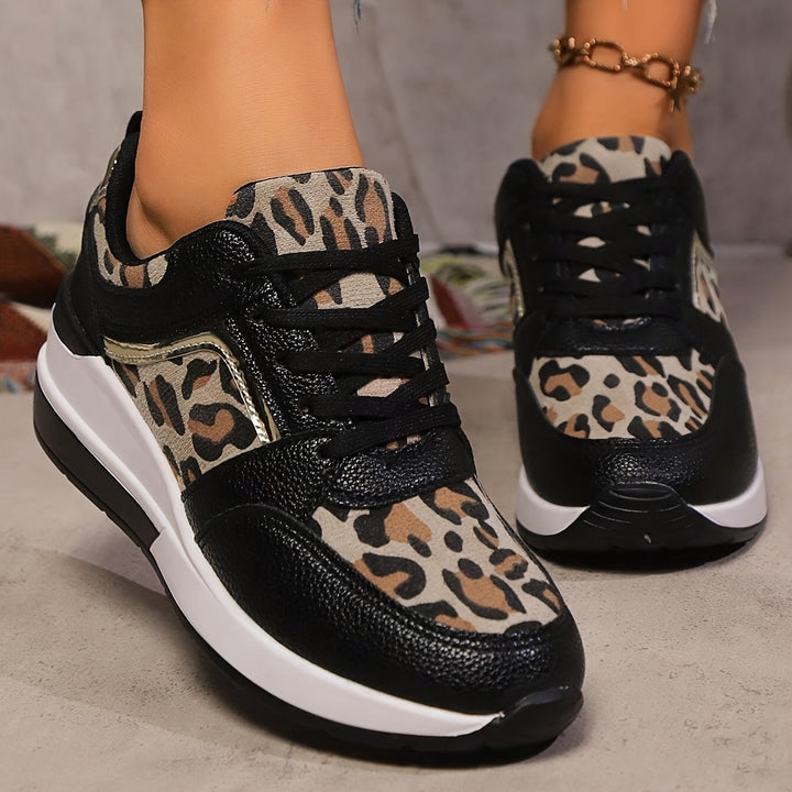 Savannah - Leopard Print Wedge Trainers