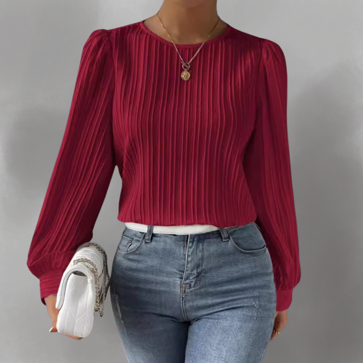 Carly – Pleated Long-Sleeve Blouse