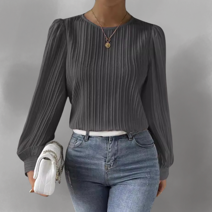 Carly – Pleated Long-Sleeve Blouse