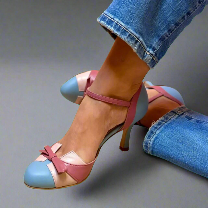 Camille – Bow Detail Mid Heel Shoes