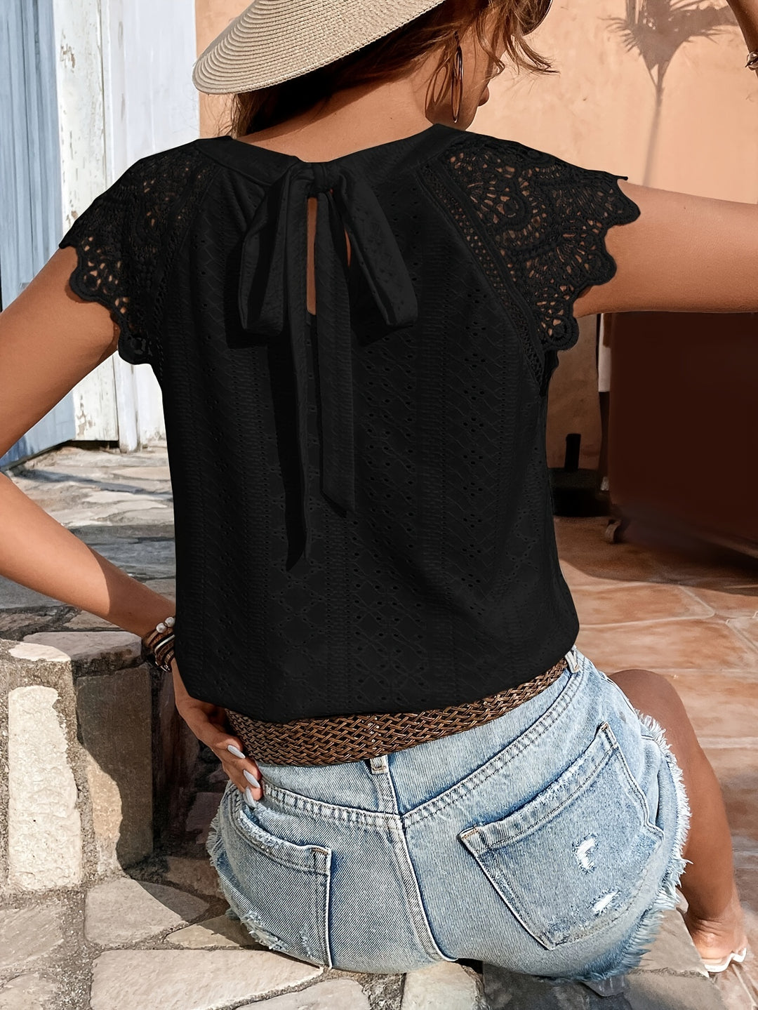 Angela – Lace Cap Sleeve Blouse