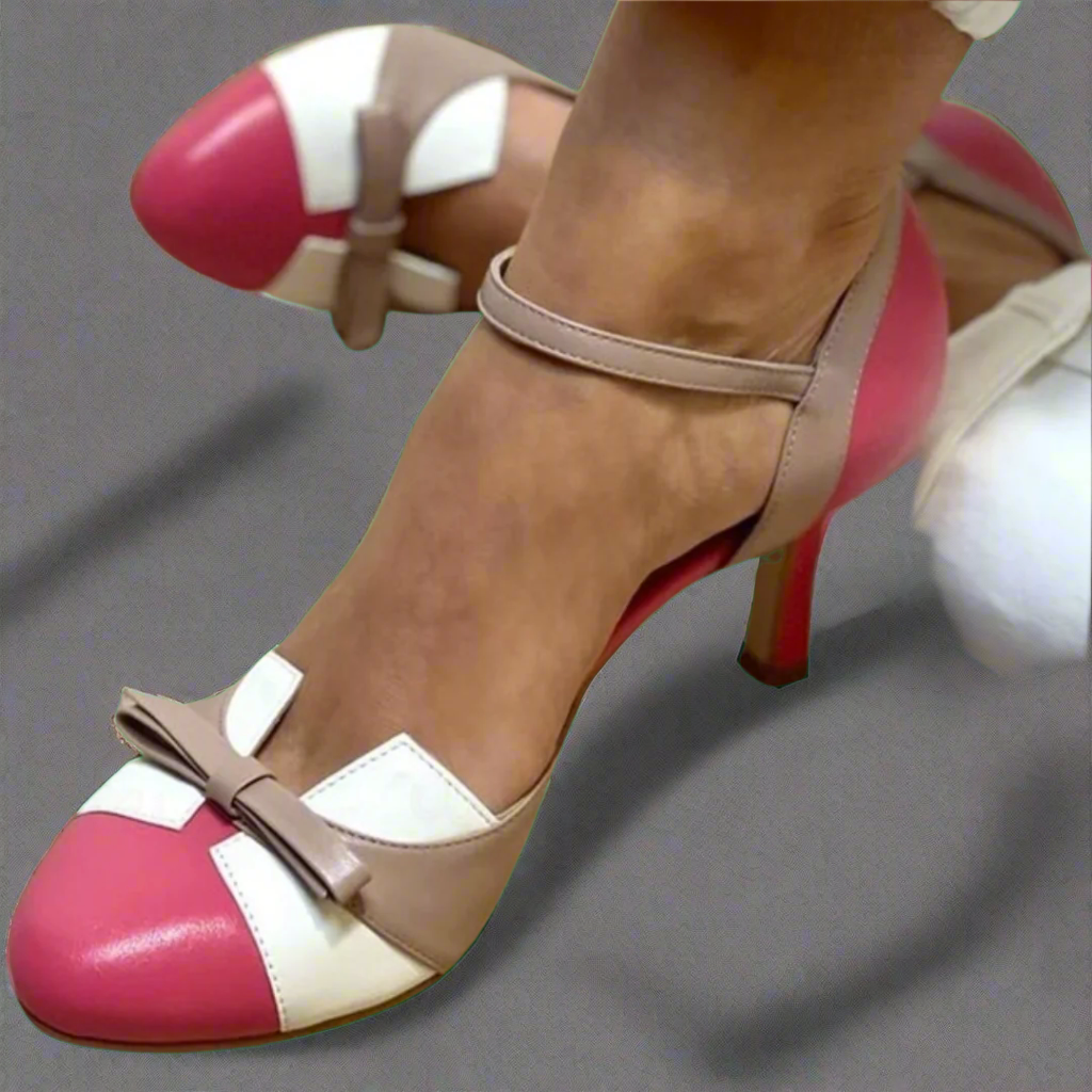 Camille – Bow Detail Mid Heel Shoes