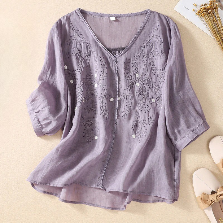 Maeve – Embroidered V-Neck Tunic