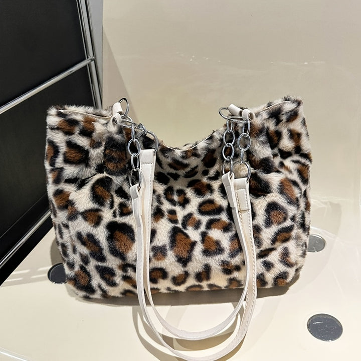 Lily - Leopard Print Faux Fur Tote Bag