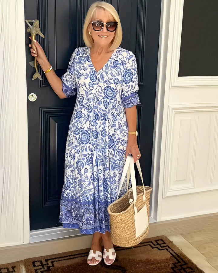 Aminta – Printed Boho Midi Dress