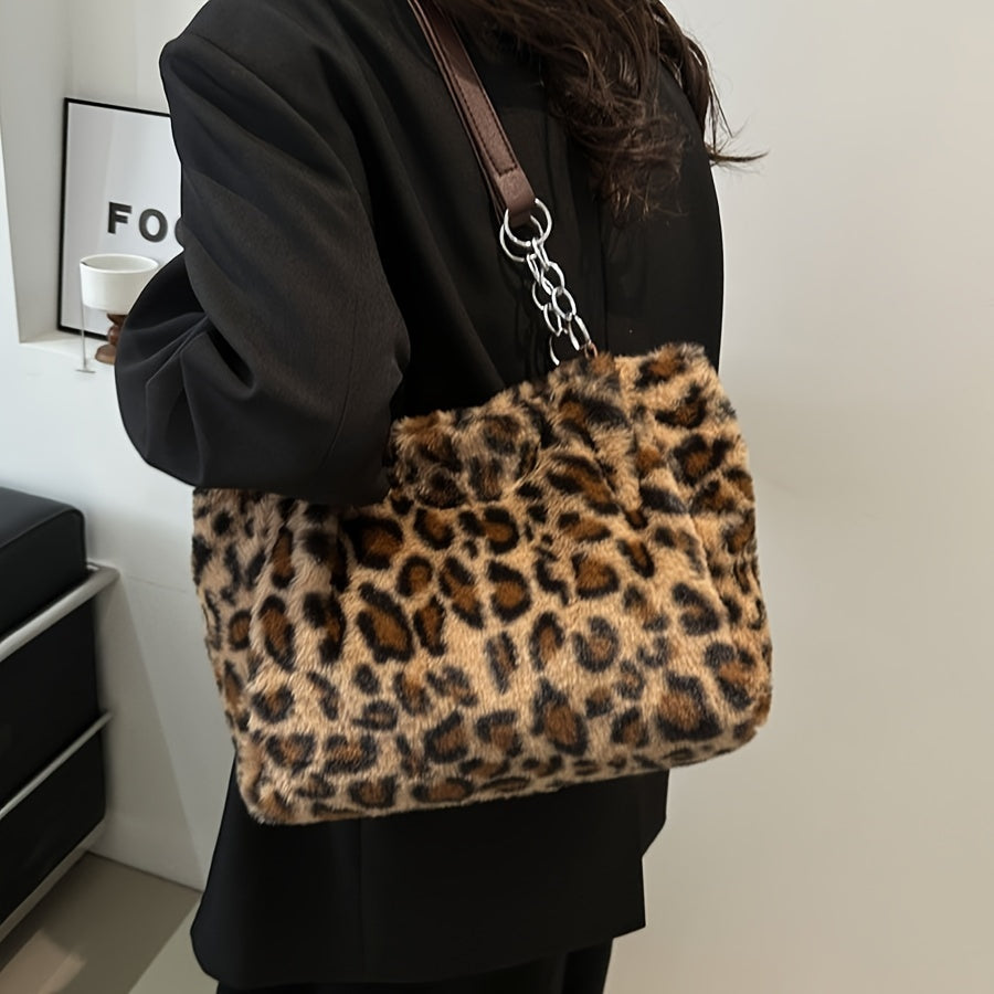 Lily - Leopard Print Faux Fur Tote Bag