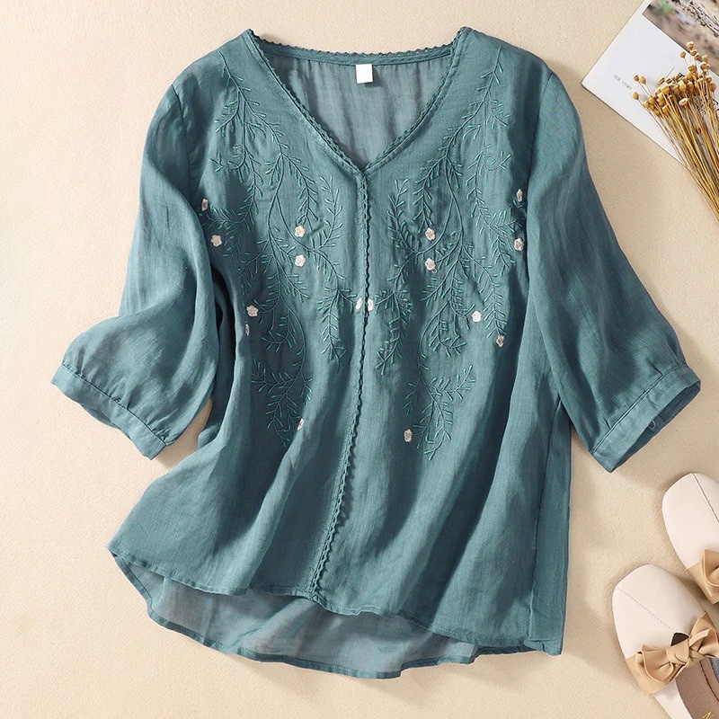 Maeve – Embroidered V-Neck Tunic