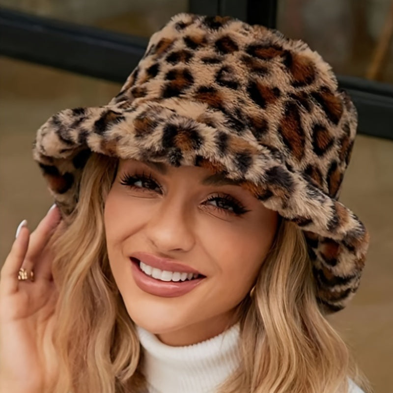 Mia - Cozy Leopard Print Bucket Hat