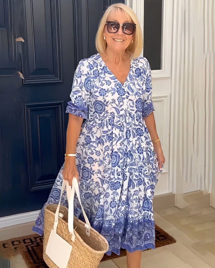 Aminta – Printed Boho Midi Dress