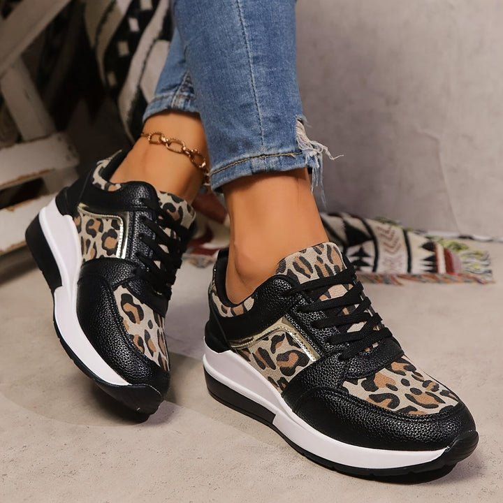 Savannah - Leopard Print Wedge Trainers