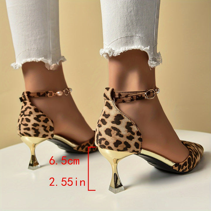 Serena - Leopard Print Pearl Strap Heels