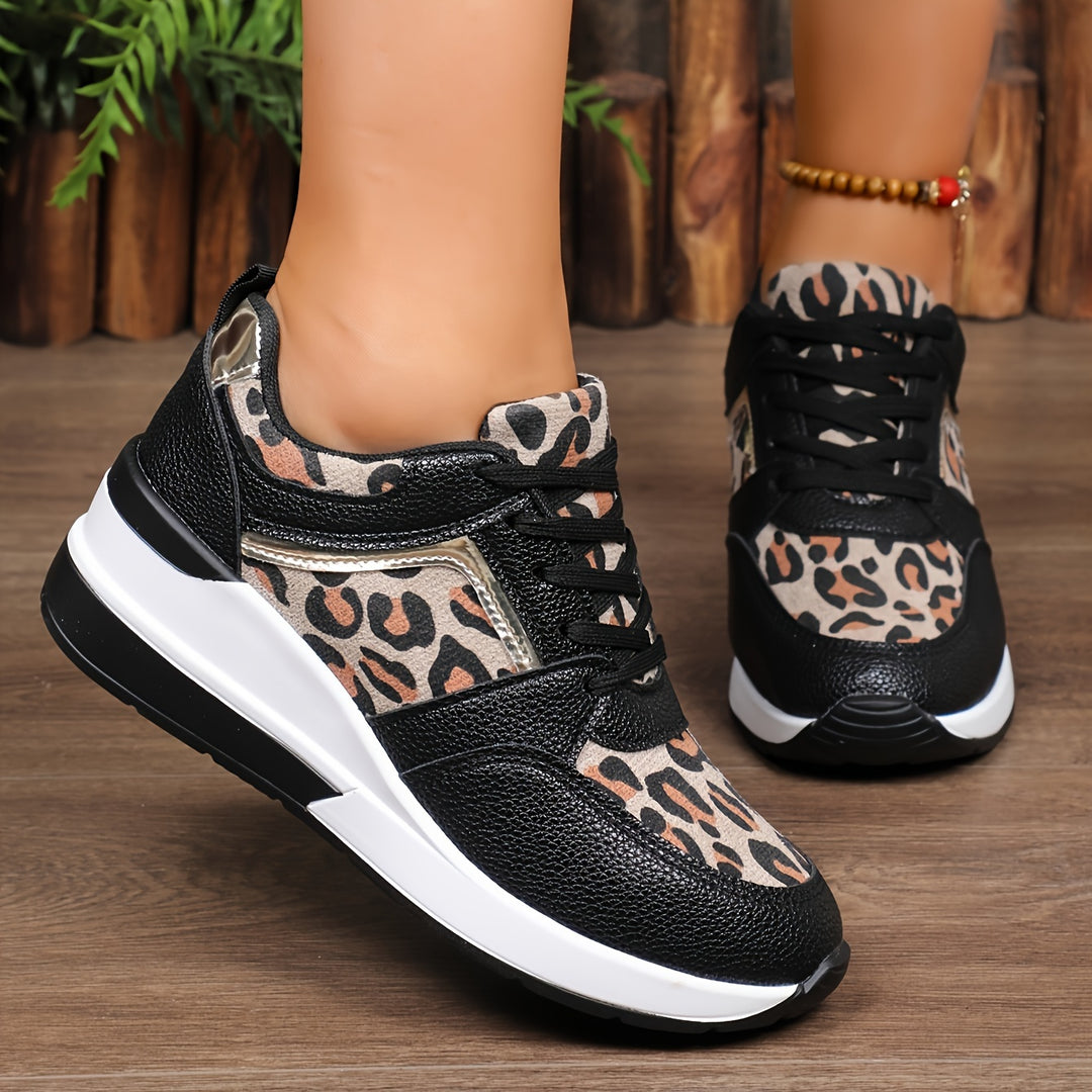 Savannah - Leopard Print Wedge Trainers