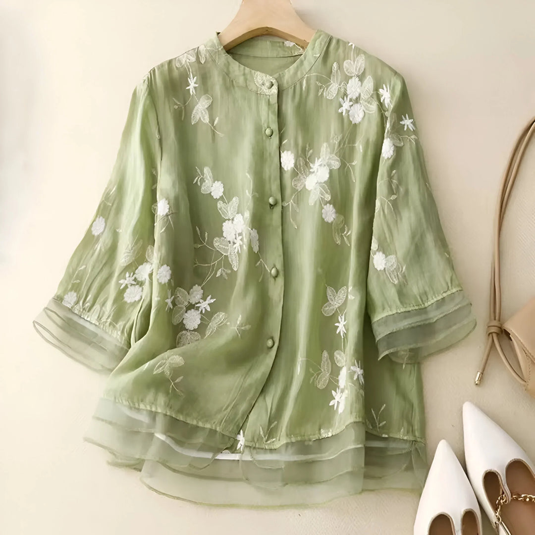 Carmelita – Embroidered Sheer Blouse