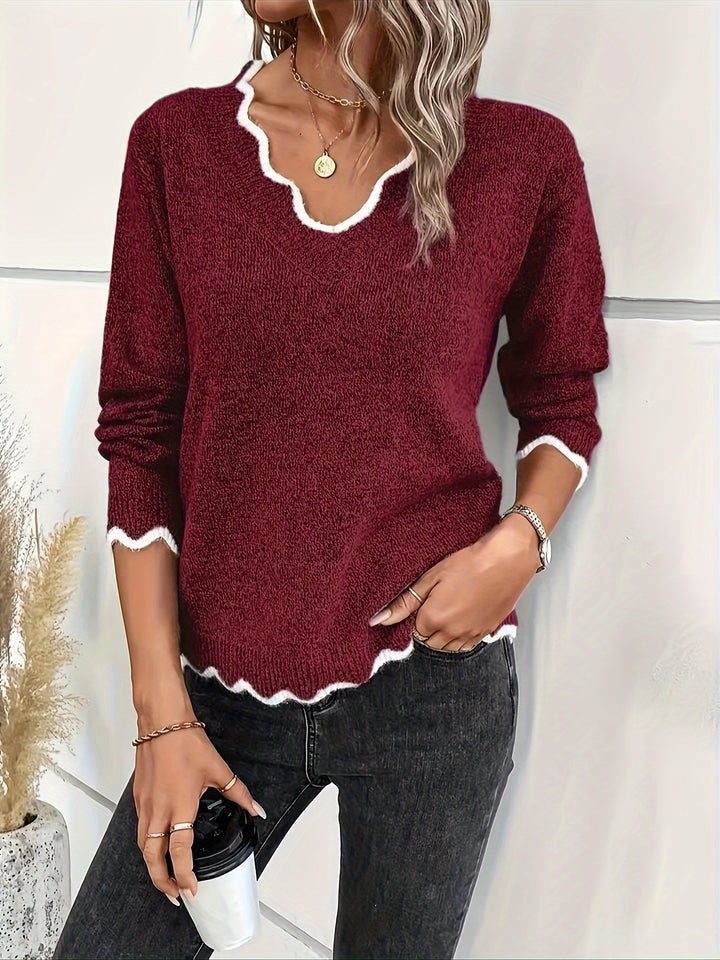 Elsie – Ruffled V-Neck Sweater