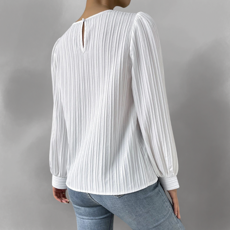 Carly – Pleated Long-Sleeve Blouse