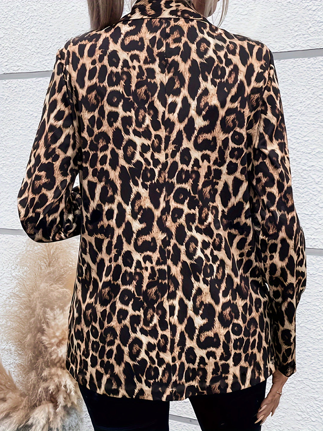 Elena - Leopard Print Open Front Blazer