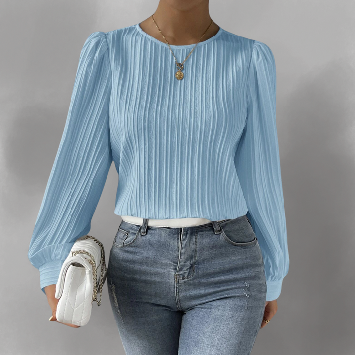 Carly – Pleated Long-Sleeve Blouse