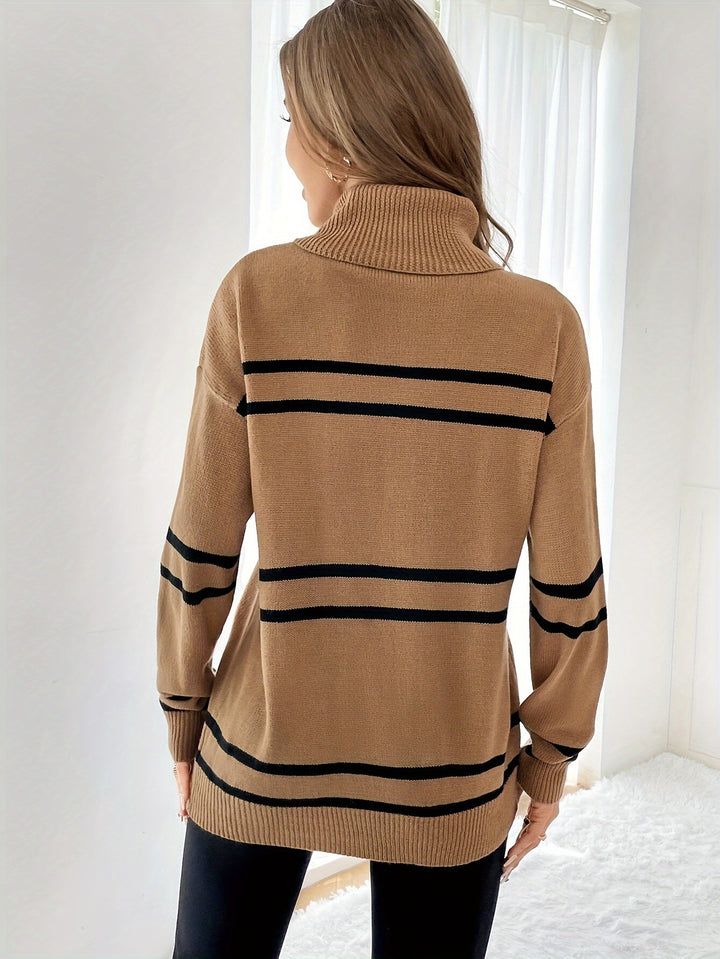 Thea – Striped Turtleneck Sweater