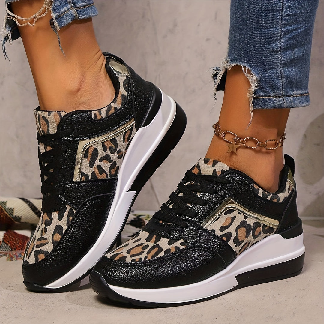 Savannah - Leopard Print Wedge Trainers