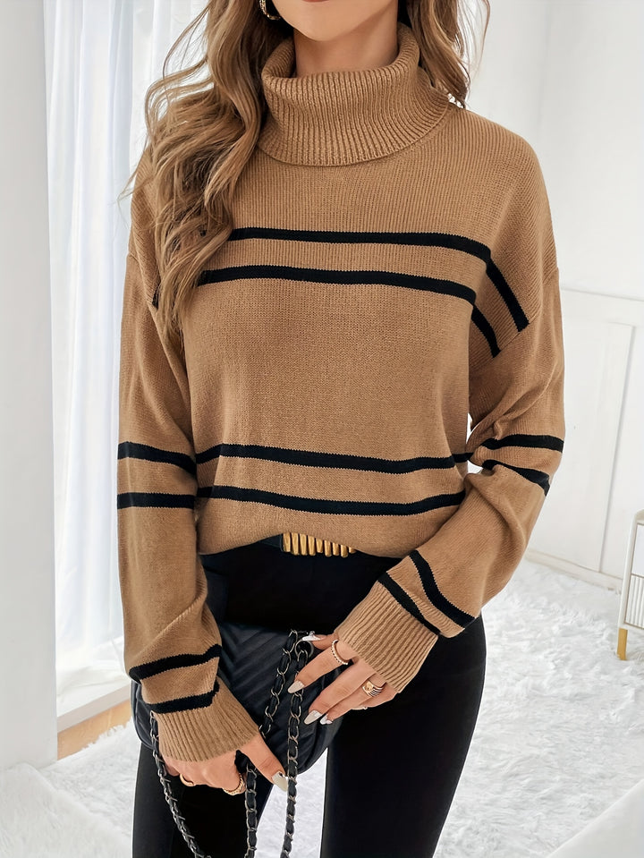 Thea – Striped Turtleneck Sweater