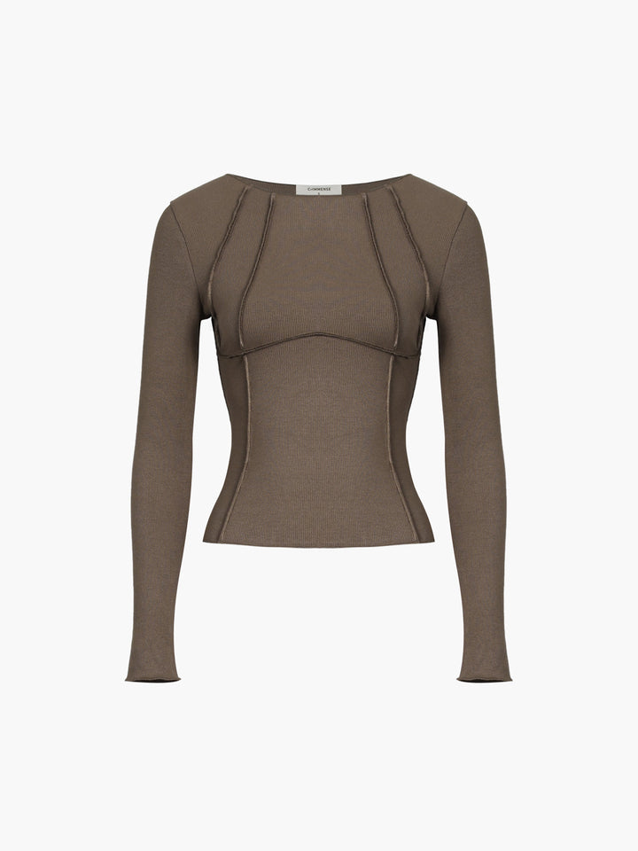 Janine – Ribbed Long-Sleeve Fitted Top