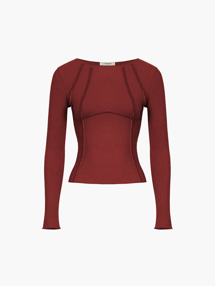 Janine – Ribbed Long-Sleeve Fitted Top