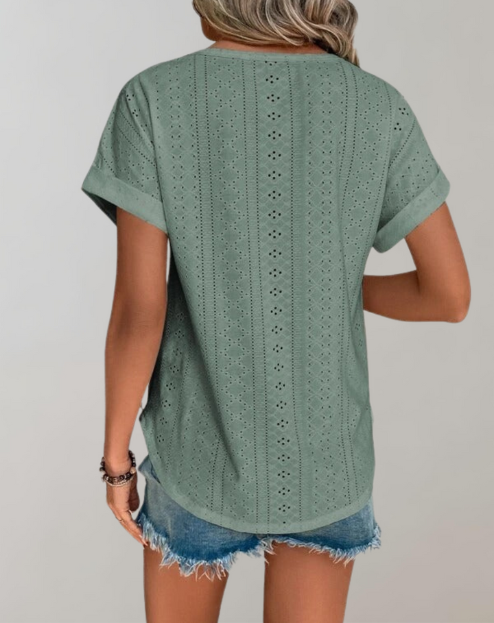 Fiona | Breezy Summer Blouse with Delicate Eyelet Embroidery