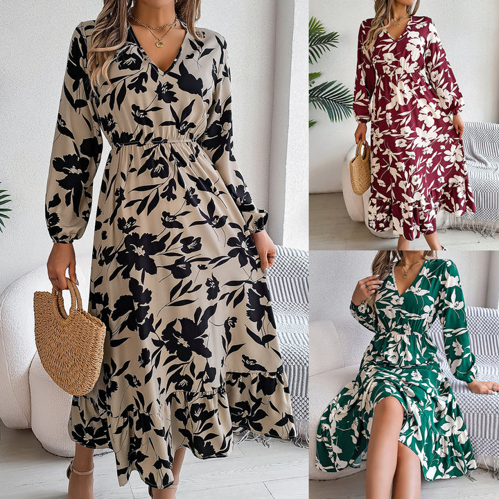 Winika – Floral V-Neck Midi Dress