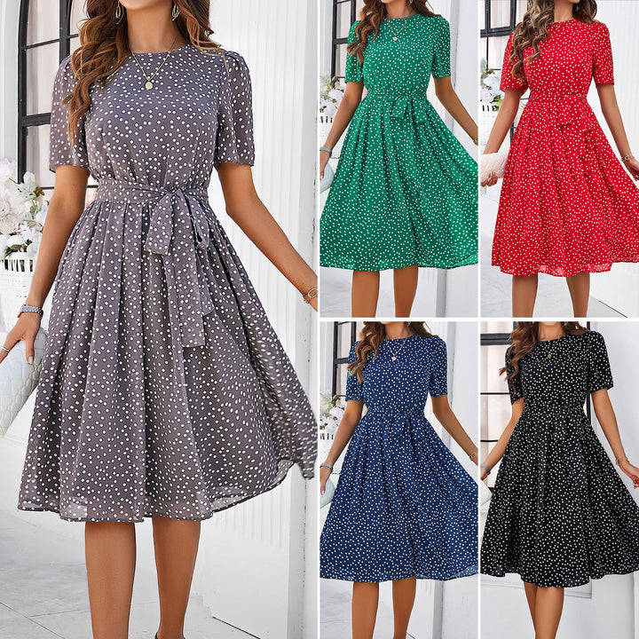 Willa – Belted Polka Dot Midi Dress