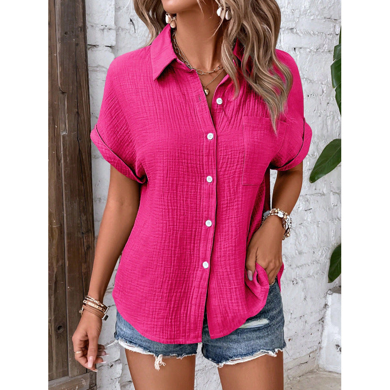 Amilia – Textured Button-Up Shirt