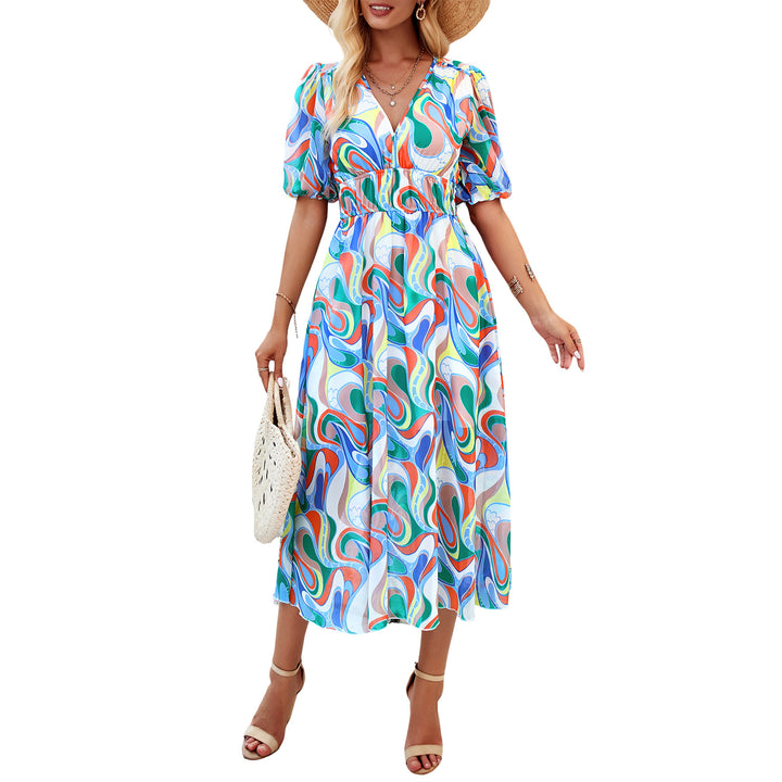 Vivian – Floral Puff Sleeve Midi Dress