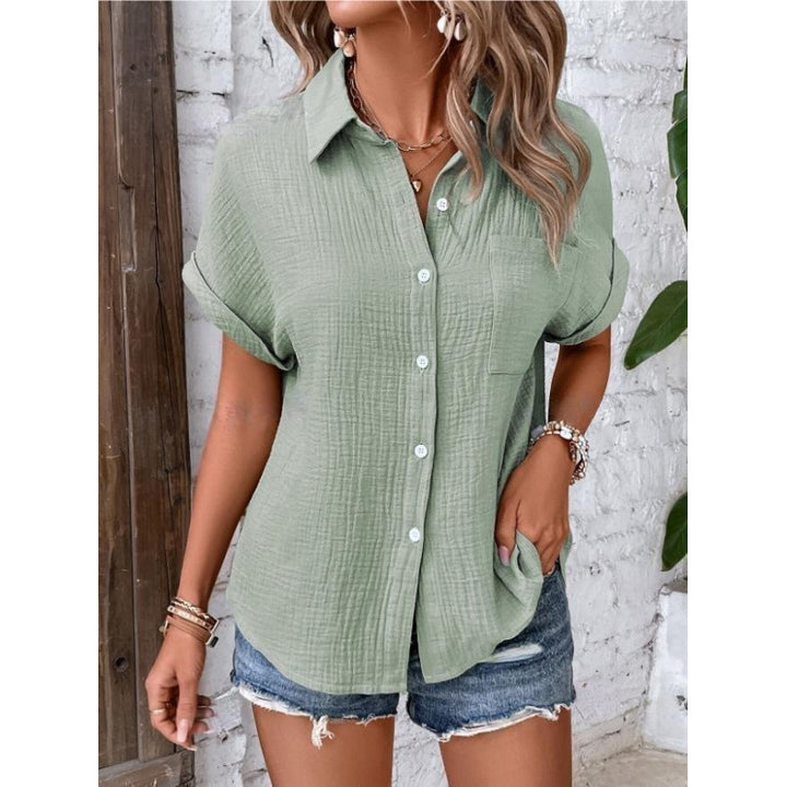 Amilia – Textured Button-Up Shirt