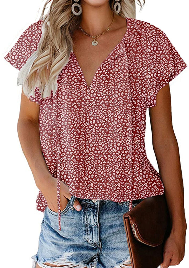 Ifedayo – Printed V-Neck Flutter Top
