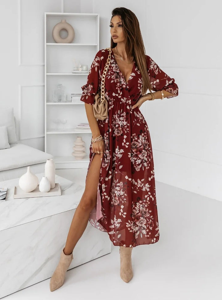 Fenella – Floral Wrap Midi Dress