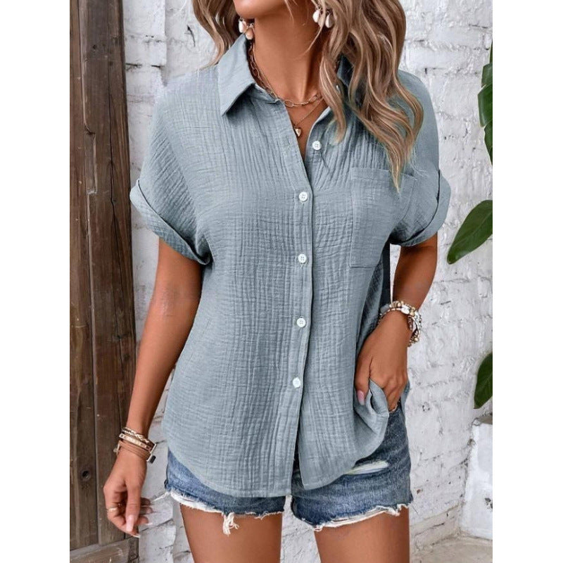 Amilia – Textured Button-Up Shirt