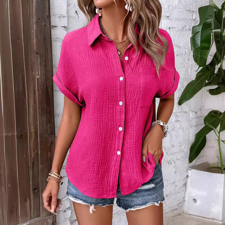 Amilia – Textured Button-Up Shirt