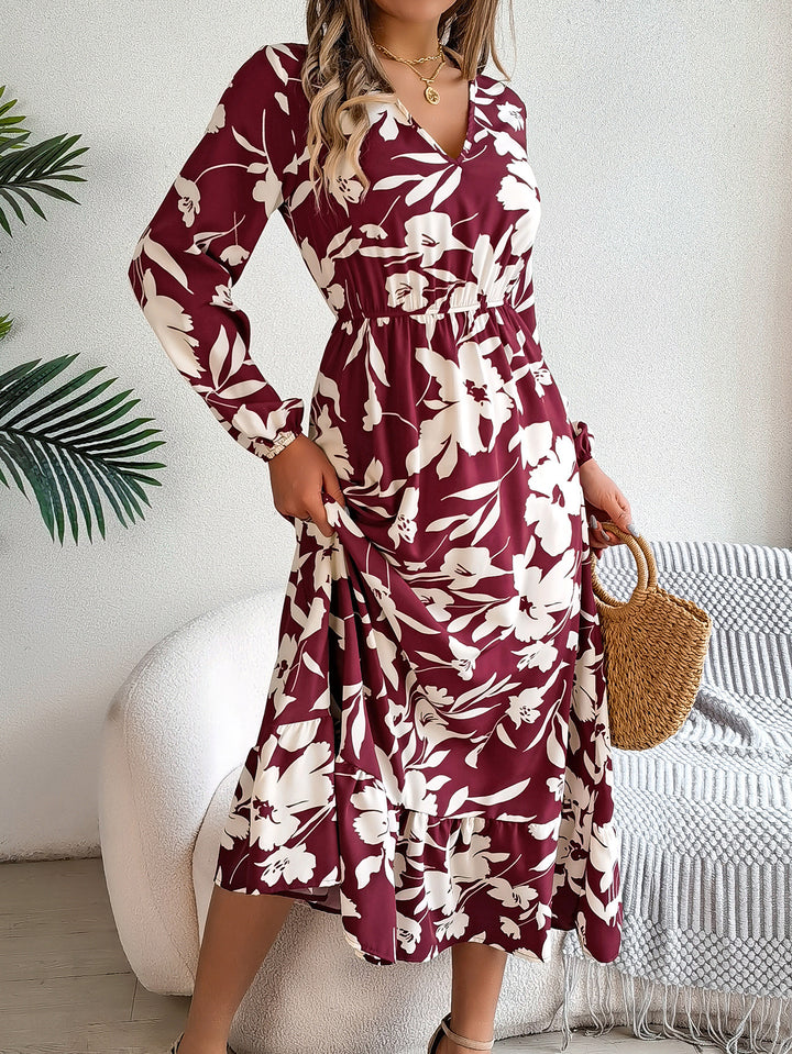 Winika – Floral V-Neck Midi Dress