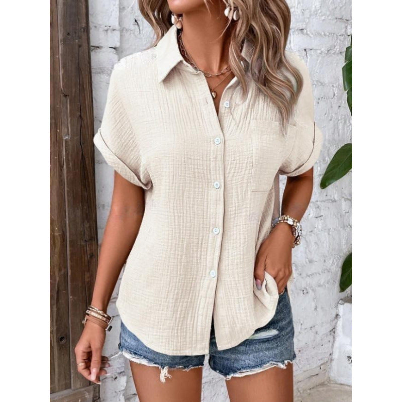 Amilia – Textured Button-Up Shirt