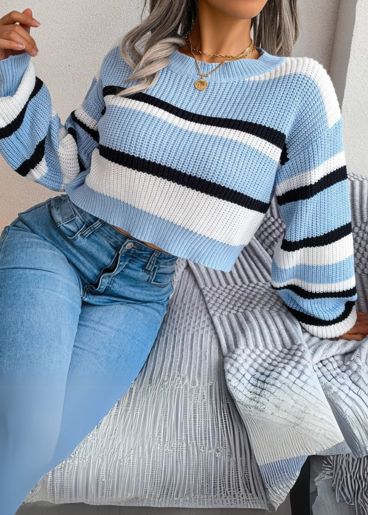 Nevaeh – Striped Knit Cropped Jumper