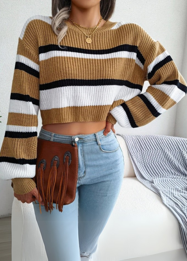 Nevaeh – Striped Knit Cropped Jumper