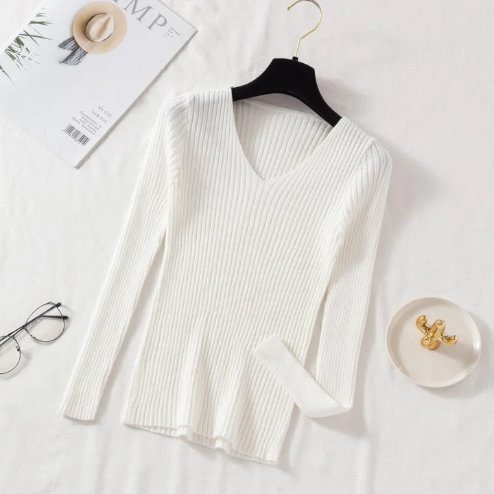 Odessa – Ribbed Knit V-Neck Top