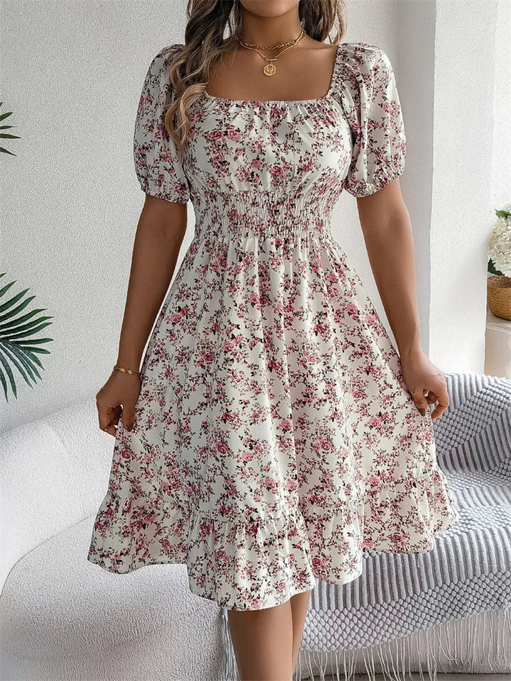 Sama – Shirred Floral Midi Dress