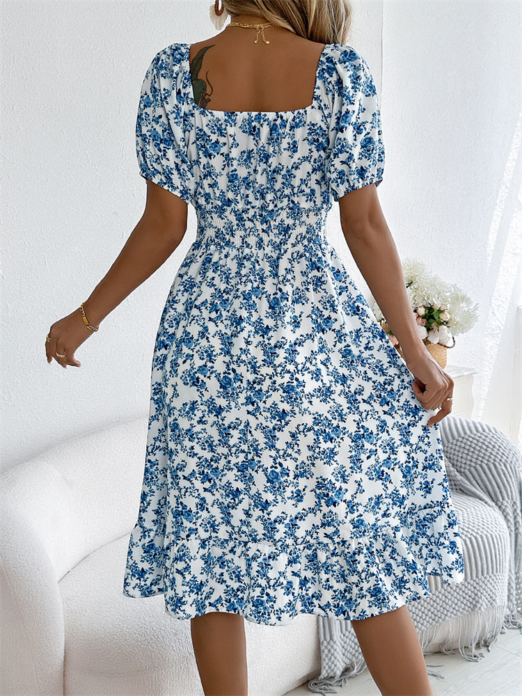 Sama – Shirred Floral Midi Dress