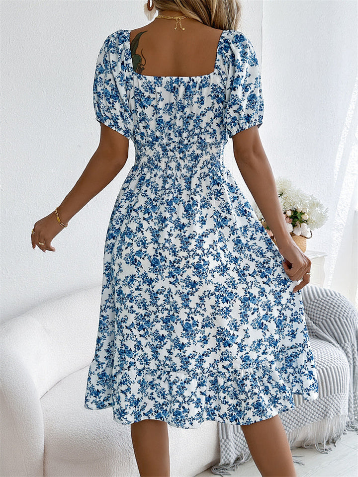 Sama – Shirred Floral Midi Dress