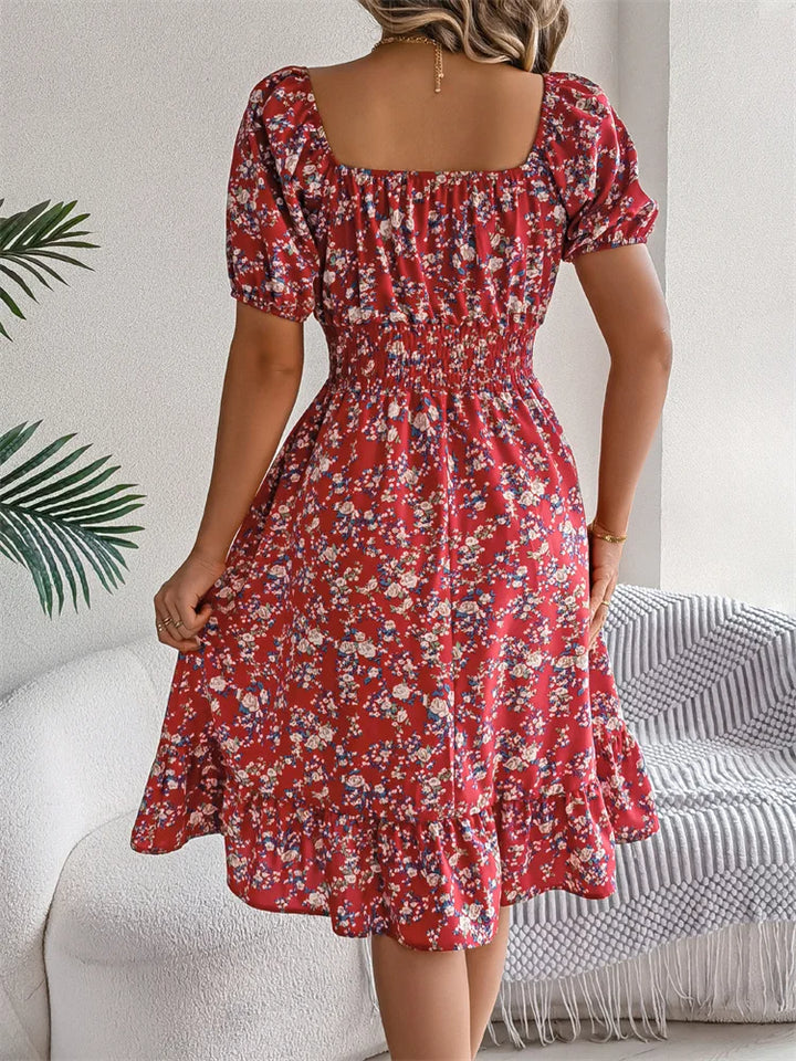 Sama – Shirred Floral Midi Dress