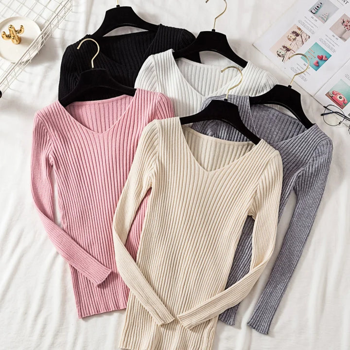Odessa – Ribbed Knit V-Neck Top