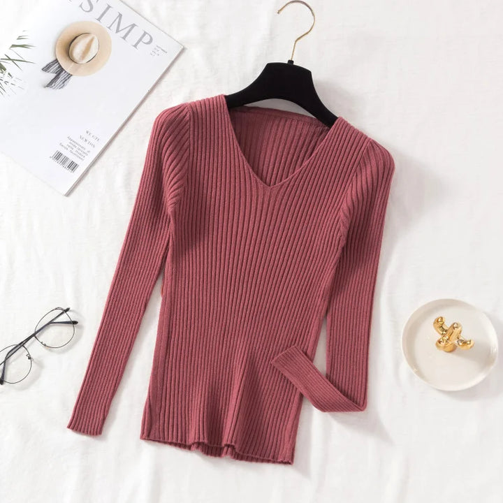 Odessa – Ribbed Knit V-Neck Top