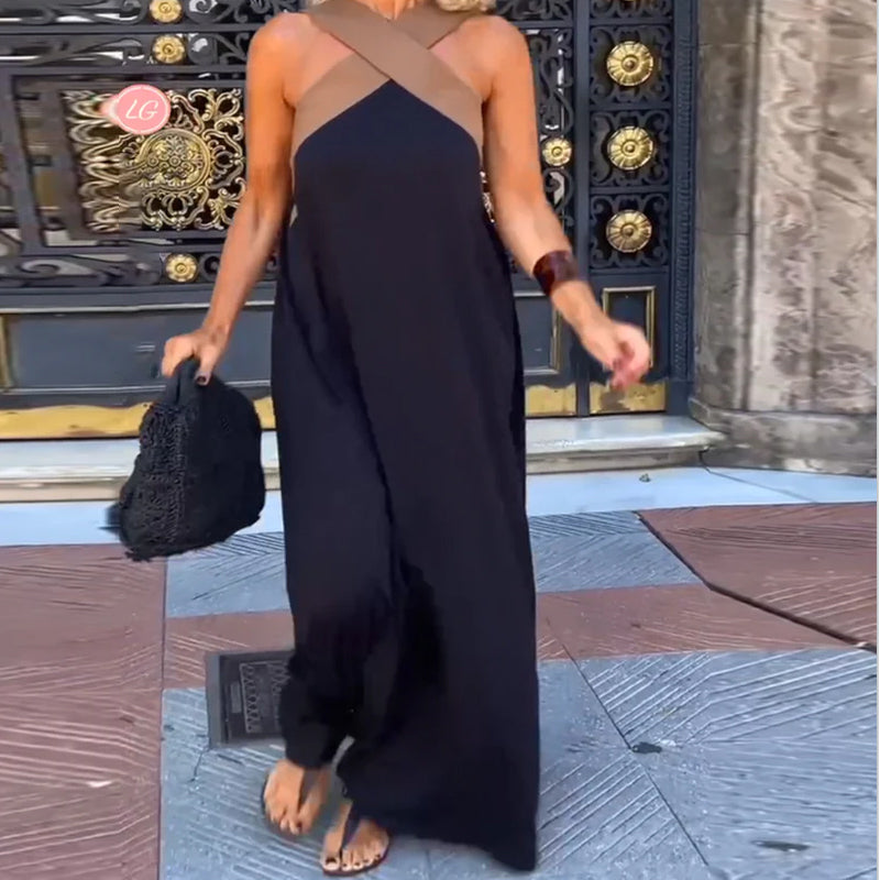 Morven – Crossover Halter Maxi Dress