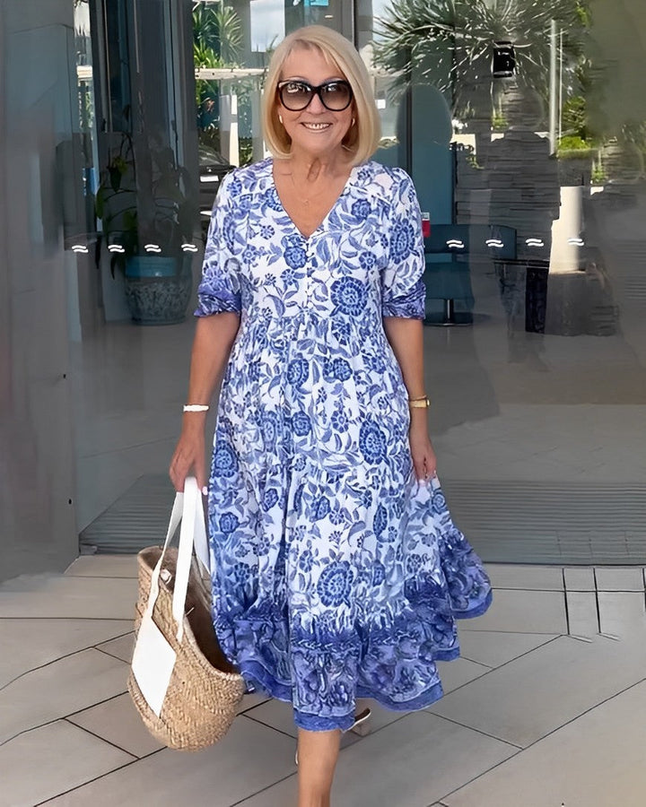 Aminta – Printed Boho Midi Dress